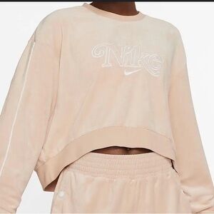 Nike Women's Vintage Light Pink Peach Terrycloth Cropped Top